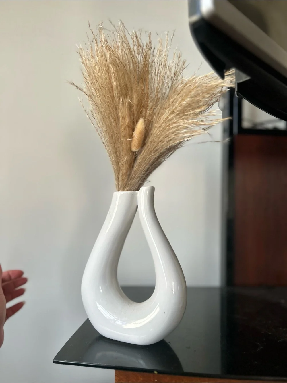 White Double-Neck Ceramic Vase - Modern Home Accent
